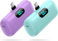 [2-Pack] Mini Portable Charger 5000mAh Power Bank,3A PD USB C Cell Phone Portable Power, LCD Display Battery Pack Compatible with iPhone 16/15/15 plus/15 pro/15 pro Max/Android/Samsung/Moto/LG etc