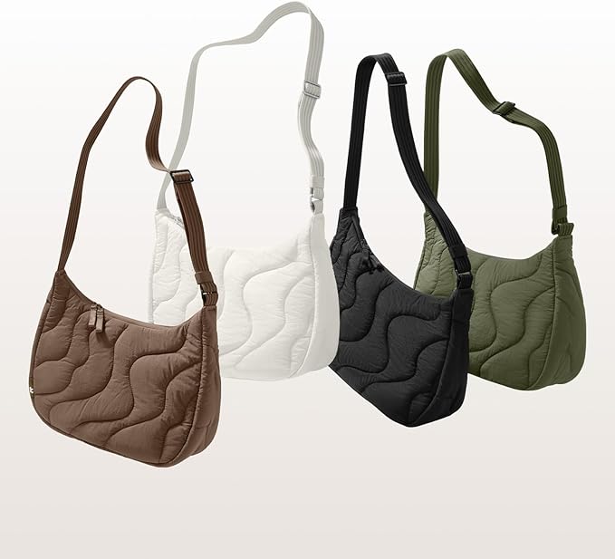 tomtoc 9L Puffer Sling Crossbody Bag for Women Trendy, Nylon Quilted Crescent Shoulder Bag Purses for 11-inch iPad Air/Pro & Nintendo Switch 2, Puffy Travel Hobo Handbag with Organized Inner Pockets