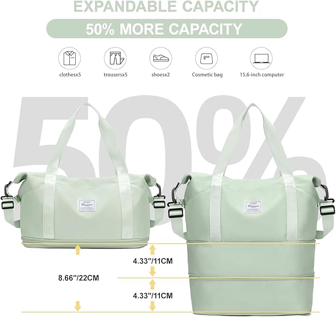 Travel Duffel Bag, Sports Tote Gym Bag, Shoulder Weekender Overnight Bag for Women