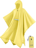 SaphiRose Extra Thick Hooded Rain Poncho Double Layer Waterproof Raincoat Jacket for Men Women Adults