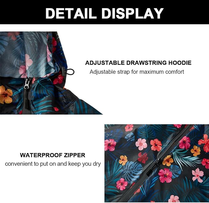 Rain Poncho Jacket Coat Hooded Zipper Style for Women/Men/Adult with Pocket