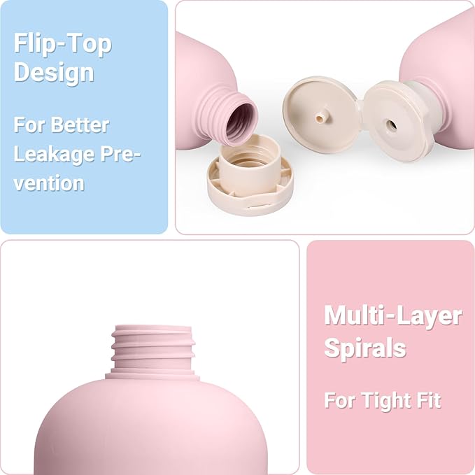 ASEVAT 10oz 4pack Refillable Travel Shampoo and Conditioner Bottles, Travel Size containers, Travel Bottle for toiletries, Squeeze Bottles with Flip Cap, Empty Plastic Leak Proof Travel Bottles