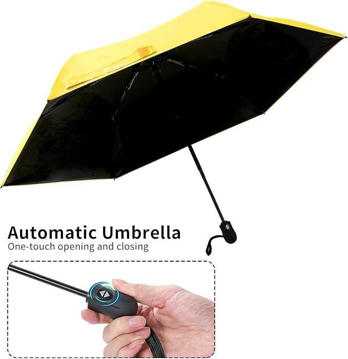 GAOYAING Compact Automatic Travel Umbrella with Case, Mini Small Folding Sun UV, Pocket Purse Umbrella