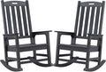 Psilvam Oversized Outdoor Rocking Chair Set of 2, Porch Rocker with 21" Wide Seat and 32" Tall Backrest, Pre-Assembled with Most Components for Effortless Installation (Carbon Black)