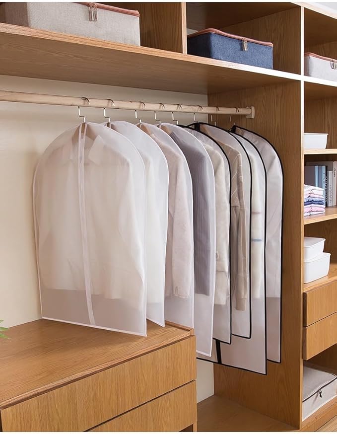 Garment Bags for Hanging Clothes 12 PCS Transparent Waterproof Dustproof Storage for Wardrobe Storage Suit Covers for Closet Cloth Cover Washable Clear Reuse Full Zipper for Suits Gowns 24''x40''