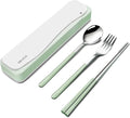 DEVICO Travel Utensils With Case, 18/8 Stainless Steel Camping Utensils, Reusable Portable Silverware Cutlery Set For Lunch Box, Include Fork Spoon Chopsticks