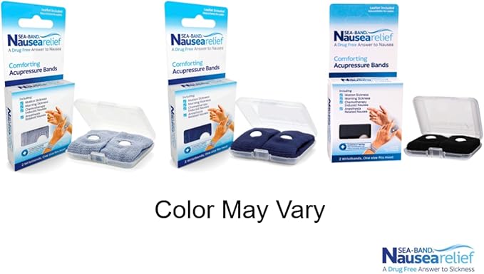 Sea-Band Anti-Nausea Acupressure Wristband for Motion & Morning Sickness, 1 Pair, Gray
