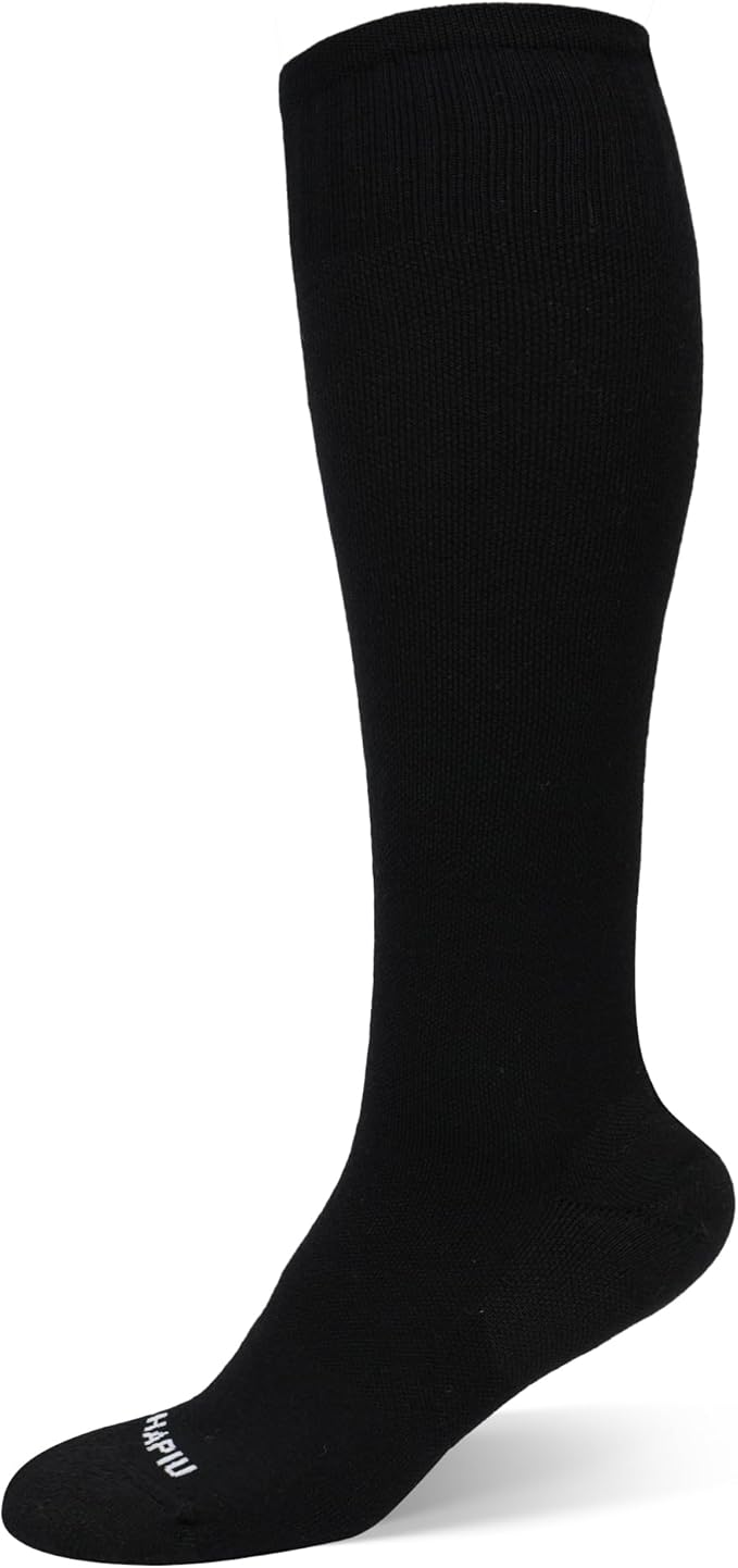 HAPIU Merino Wool Soft Compression Socks for Women & Men, 15-20 mmHg, Plus Size Knee High Stocking for Nurses, Pregnancy, Travel, Flight, Medias de Compresión Mujer