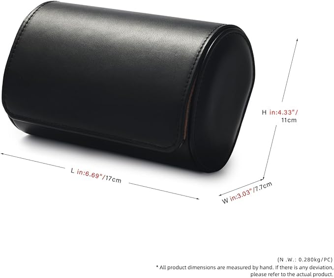 Oirlv Premium Leather Watch Roll Travel Case 2-Slot Watch Box for Men and Women Storage & Organizer Display, Anniversary Birthday（Black）