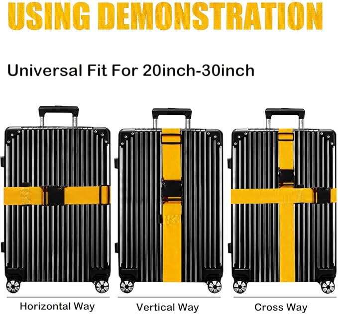 Luggage Straps for Suitcases TSA Approved-2 Pack Bright Personalized Luggage Belt Strap for Suitcase/Carry On Bag Luggage Accessories for Travel (Yellow)