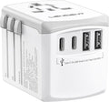LENCENT Universal Travel Power Adapter, International AC Plug Adaptor with 2 USB C 2 USB A Ports Wall Charger Worldwide Travel Essentials for US to EU UK Ireland Australia (Type C/G/A/I), White