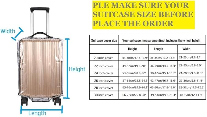 FABUWAY PVC Suitcase Cover - Clear, Transparent, Waterproof & Dustproof - 30"