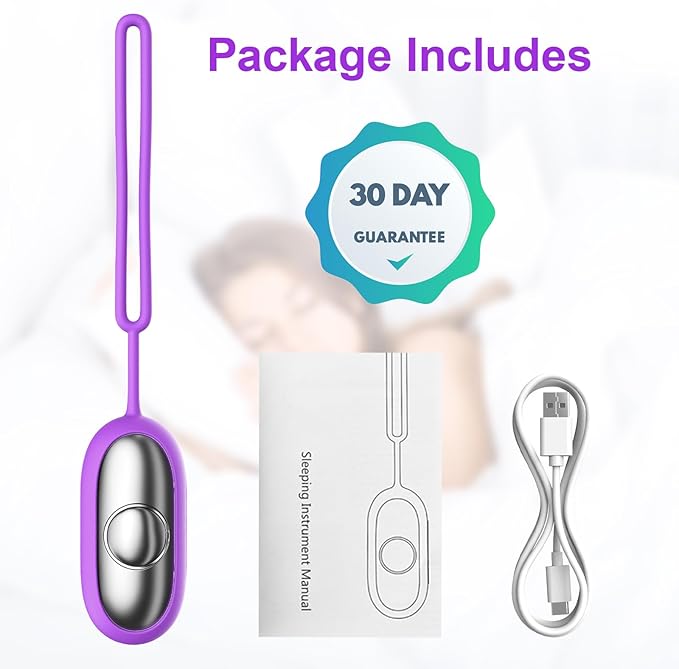 Sleep Aid Device, Micro-Current Sleep Instrument Anxiety Device, Portable Rechargeable Sleep Aid for Anxiety and Insomnia (Purple)