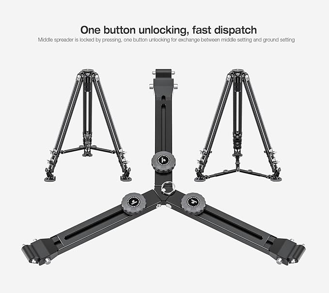Leofoto LVC-253C+BV-15 King Kong Series Carbon Fiber Dual Leg Video Tripod w Fluid Head & Middle Spreader