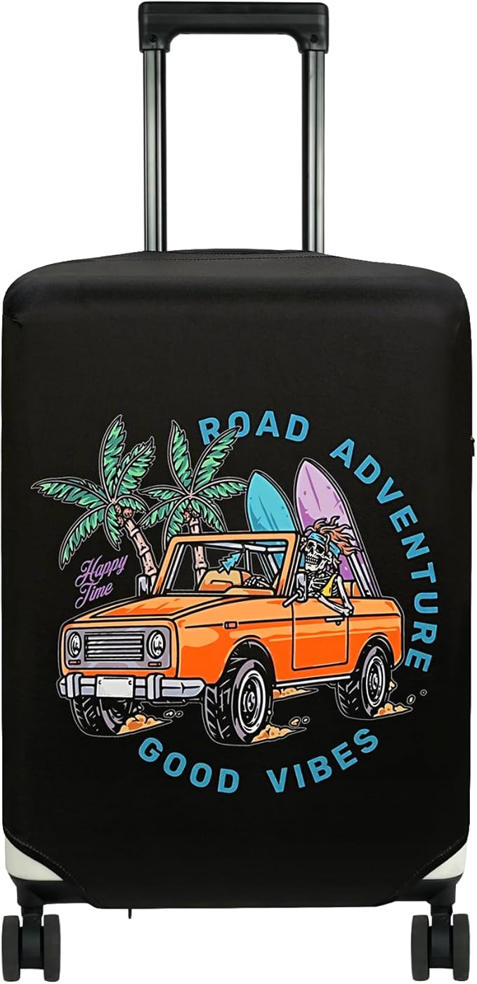 HYPER VENTURE Washable Luggage Cover - Fashion Suitcase Protector Fits 27-30 Inch Luggage (Road Adventure, L)