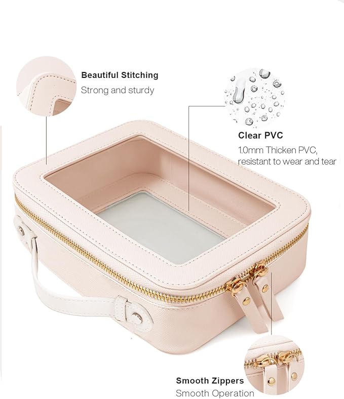 Clear Makeup Bag Small, TSA Approved Portable Toiletry Bag with Zipper Cosmetic Travel Bag Makeup Organizer Case Mini Makeup Pouch for Purse Car Organizer Bag for Women Men