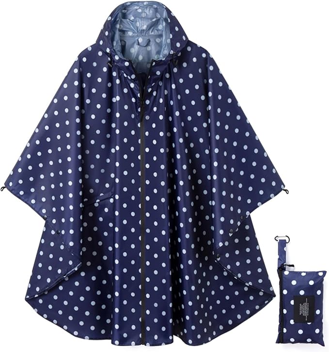 Rain Poncho Jacket Coat Hooded Zipper Style for Women/Men/Adult with Pocket