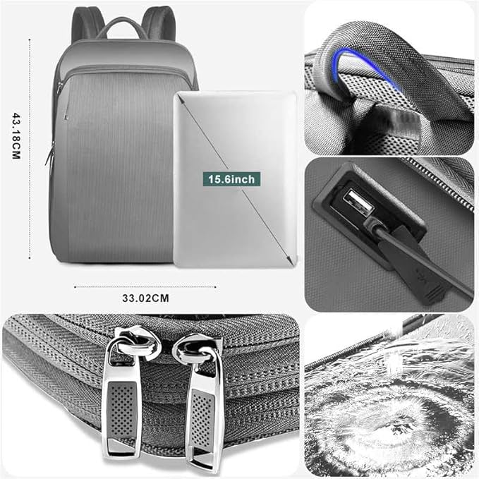 ZINMARK Slim Expandable 15 15.6 16 Inch Laptop Backpack Anti Theft Travel Business Durable Computer Bag, Multipurpose Large Capacity Daypack for Men And Women，G01Y01