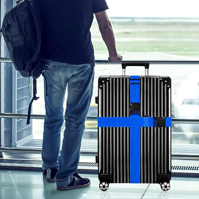 Luggage Straps for Suitcases TSA Approved-2 Pack Bright Personalized Luggage Belt Strap for Suitcase/Carry On Bag Luggage Accessories for Travel (Blue)