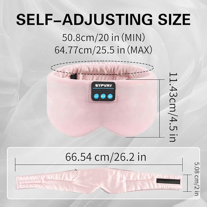 Sleep Mask Bluetooth 5.4 Headphones Soft Wireless Headband Eye Mask Blackout with Microphone (Pink)