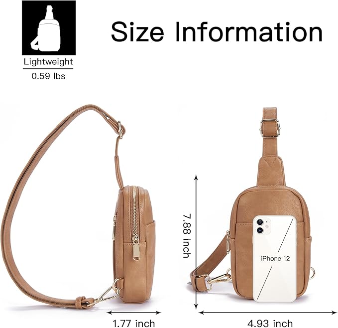 Telena Small Sling Bag for Women Leather Crossbody Fanny Packs Chest Bag for Women