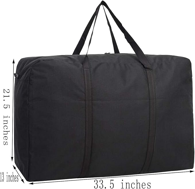 Large Storage Bags, 150L Waterproof Foldable Travel Duffle Bag with Reinforced Handles, Black Heavy Duty Moving Bags, for Bed Organize Clothing, Blanket