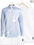 BALEINE 40'' Clear Garment Bags, 2 Packs PEVA Dress Bag for Closet Clothes Dresses Suit Coats Storage (Clear, 2PK)