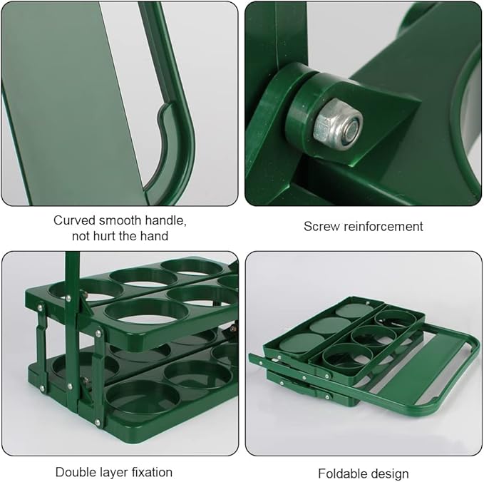 Portable Drink Carrier for Big Cups, Foldable Plastic Cup Holder, Reusable Cup Holder Carrier with Handle, Drink Delivery Carrier, Green Doordash