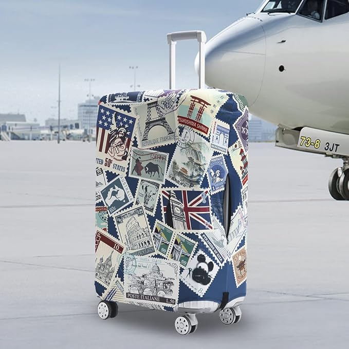 Travelkin Luggage Covers For Suitcase Tsa Approved,Suitcase Cover Protector Fit 18-32 Inch Luggage (Stamp, XL)