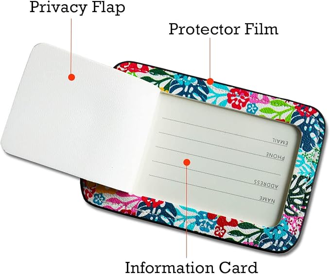 Luggage Tags for Suitcases-Leather Luggage Tag 4 Pack with Loops Hawaii Cute Bag/Backpack/Suitcase Tags Travel Essentials for Flying