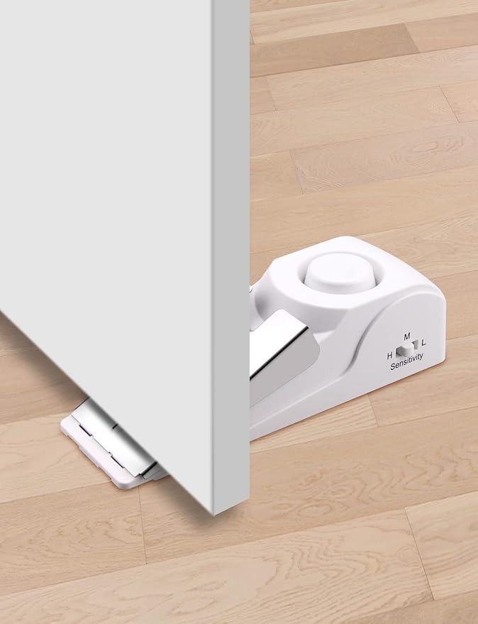 EMDMAK Door Stop Alarm with 120DB Siren Door Stop for Home & Travel (White) (Pack of 1)