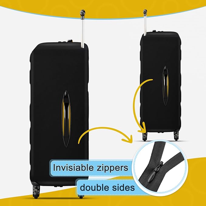 20 Inch PVC Luggage Protector Covers for TSA Approved Clear Suitcase Cover Protector Transparent Luggage Protective Cover Set (Black, Suitable for 19"-20")