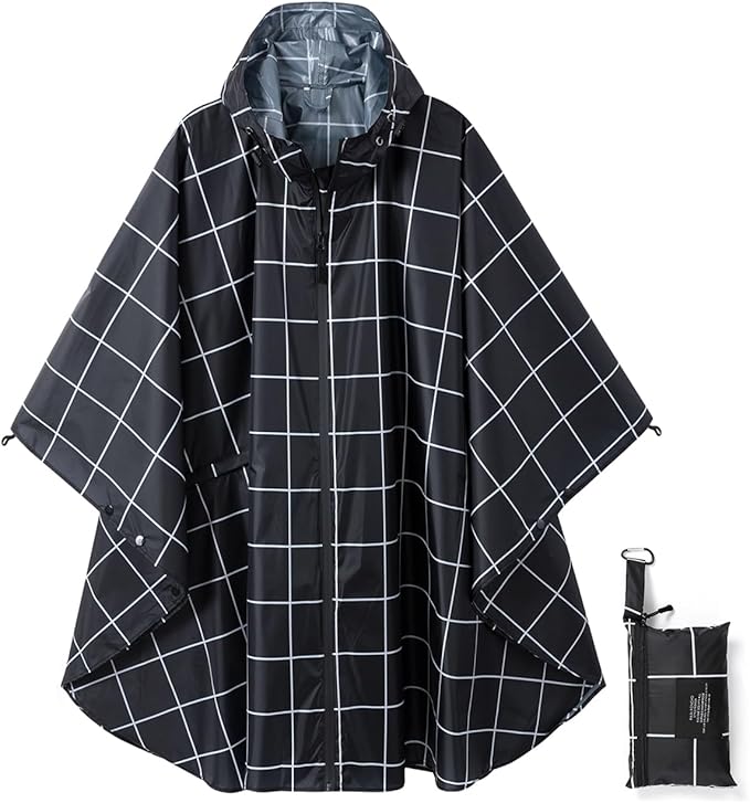 Rain Poncho Jacket Coat Hooded Zipper Style for Women/Men/Adult with Pocket