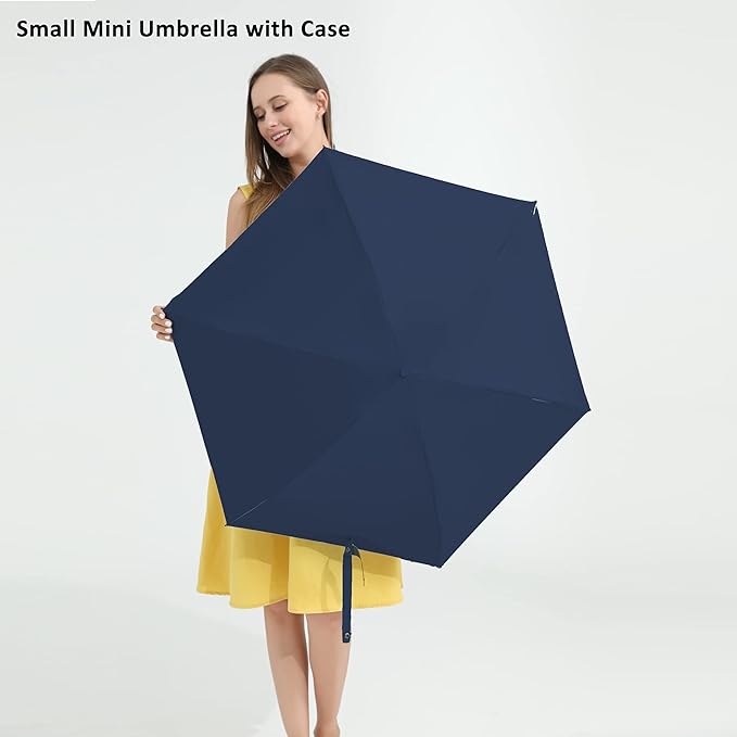 BAODINI Travel Mini Umbrella for Purse With Case Small Compact UV Sun Protection Sun Lightweight Tiny Pocket Umbrella for Women Kids and Men
