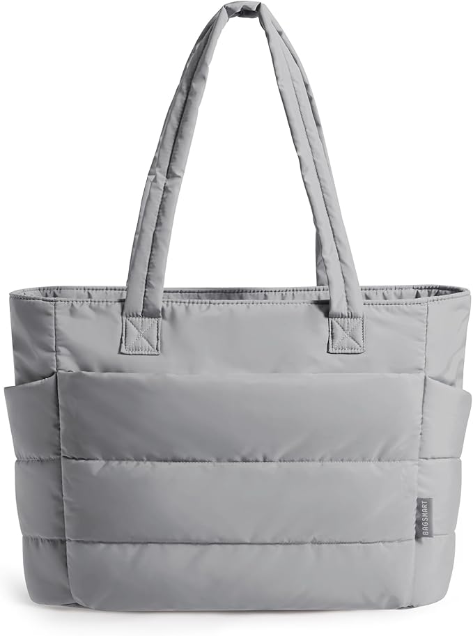 BAGSMART Tote Bag for Women, Lightweight Puffy Tote Bag with Compartments Shoulder Bag Handbag for Travel, Work, Gym,
