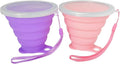 Guyuyii 2 Pcs Collapsible Cup - Ultrathin Folding Silicone Cup with Lid and Rope - Reusable, Portable, Eco-Friendly Mug for Travel, Camping, Hiking, and Outdoor Adventures