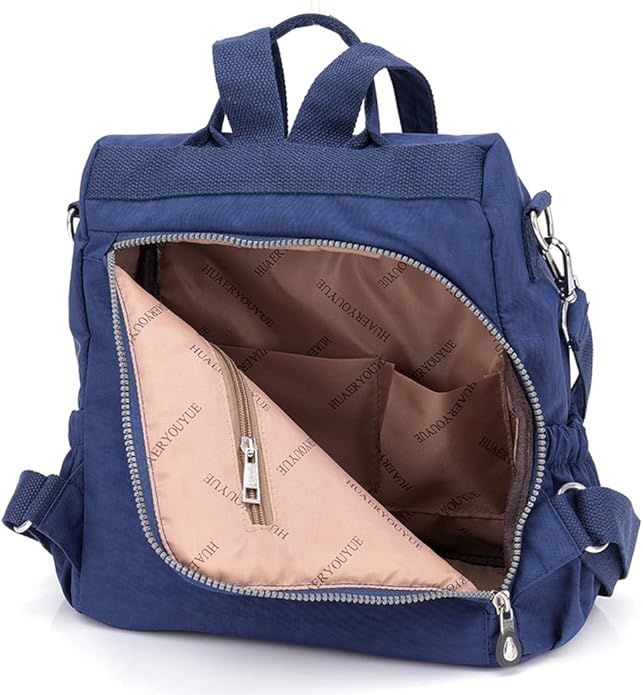 MINTEGRA Women Shoulder Backpack Multi-Pocket Nylon Purse Large Capacity Waterproof Casual Daypack