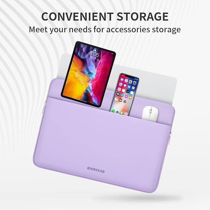 RAINYEAR Laptop Sleeve Case 11-13 Inch, Protective Portable Case with Front Pocket, Briefcase Computer Cover Laptop Bag Compatible with MacBook Air/Pro, HP, Dell, Lenovo, Acer, Purple