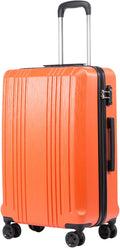 Coolife Luggage Suitcase PC+ABS with TSA Lock Spinner Carry on Hardshell Lightweight 20in 24in 28in (orange, L(28IN))