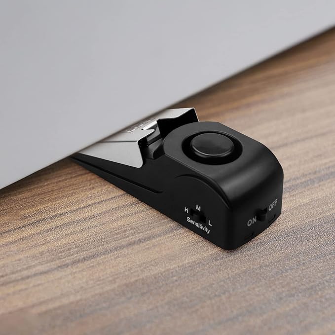 EMDMAK Door Stop Alarm with 120DB Siren Door Stop for Home & Travel (Black) (Pack of 1)