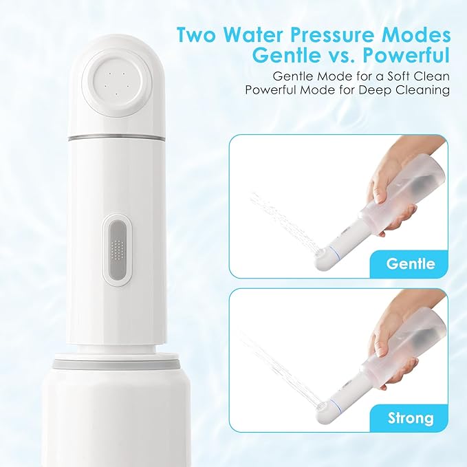 Portable Electric Travel Bidet, 450ML Electric Sprayer Bidet with Built-in Body for Easy Storage, Two Pressure Modes for Personal Hygiene Cleaning for Women and Men, White