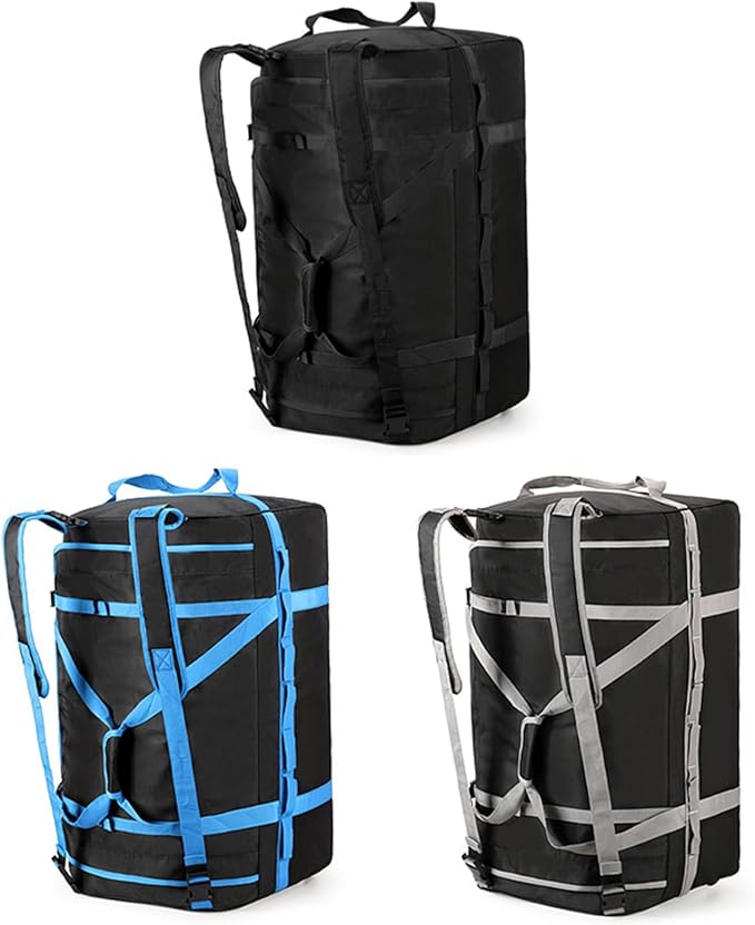 Foldable Rolling Duffle Bag with Wheels, 85L Extra Large Wheeled Travel Duffel, Waterproof Collapsible Weekender Luggage with Rollers for Storage Camping Sports Outdoor, Blue