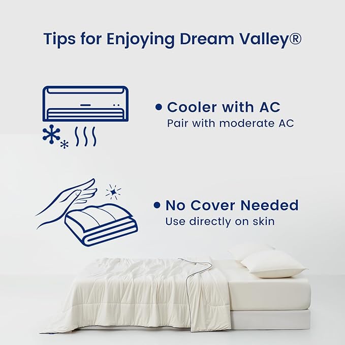 Dream Valley® Outlast® Deepsleep Cooling Comforter, King Size, NASA-Grade Space Technology Cooling Blanket for Hot Sleepers Night Sweats, Q-Max > 0.45 Aerocool™ Breathable, Ivory, 106"x90"
