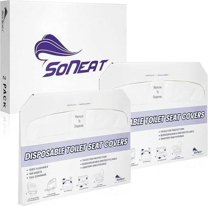 Disposable Toilet Seat Cover - 200 Sheets of XL Half Fold Flushable Toilet Seat Covers for Commercial, Public Facilities and Potty Training, Premium Toilet Paper Cover, Regular (2 Pack)