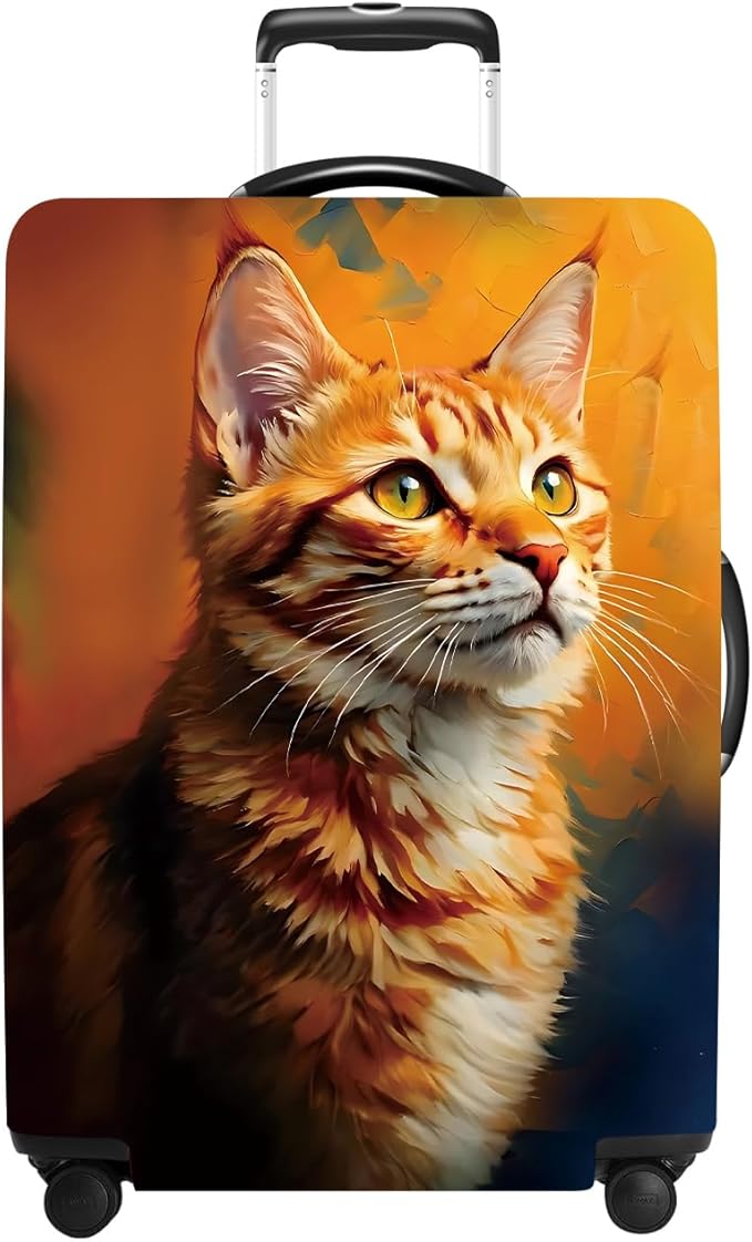 Cat Luggage Cover Washable Suitcase Protector Anti-Scratch,Stretchable Fit for 20-34Inch Luggage Durable Travel Bag Cover with Zipper Closure XL(32-34inch suitcase)