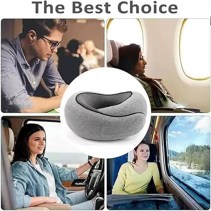 Travel Pillow, Travel Neck Pillow, 360 Degree Comfort and Breathability, Airplane Travel Neck Pillow, Stowable U-Shaped Pillow (Grey)