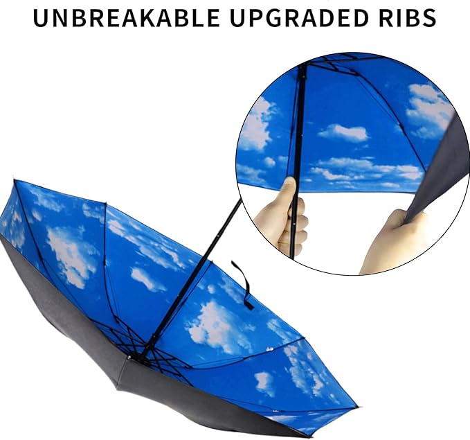 LLanxiry Compact Travel Umbrella, Mini Windproof Umbrellas for Rain & Sun, Small Lightweight Outdoor UV Umbrella, Portable Folding Umbrellas for Travel
