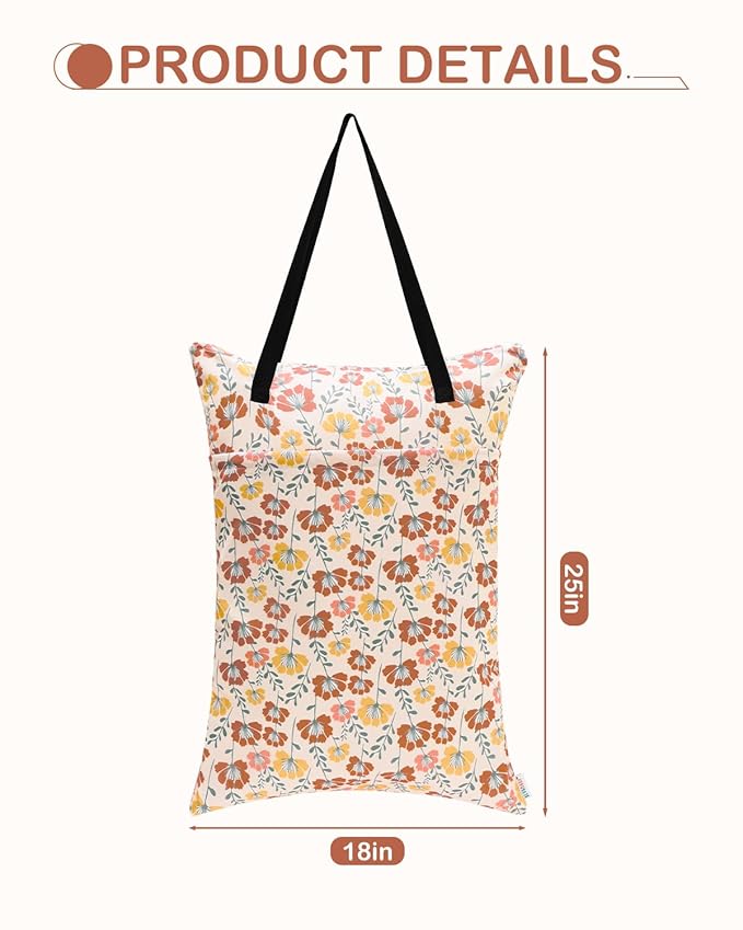 ALVABABY 2 Pack Large Wet Dry Bag Waterproof Hanging Cloth Diaper with Double Zippered Pockets 25x18 inches 2HL03