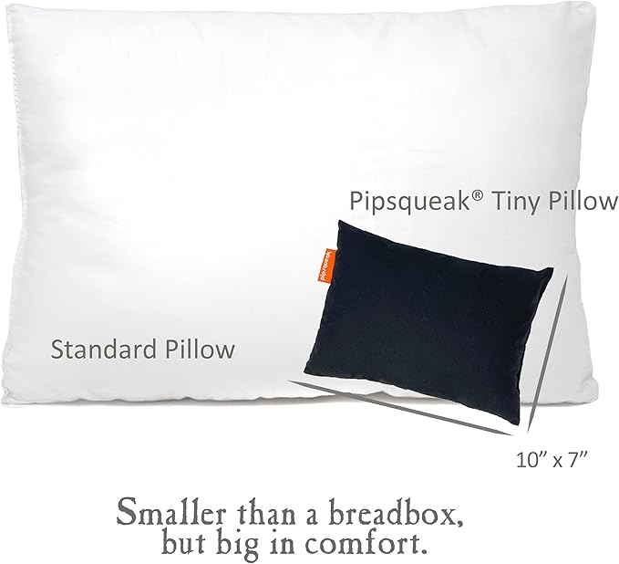 Pipsqueak Pillow - Small, Mini, Tiny - 11 x 7 in - Perfect for Travel, Cars, Airplanes, Camping, Dogs, Toddlers, Kids, Lumbar, Knees and Neck - Ages 2 Yrs and Up