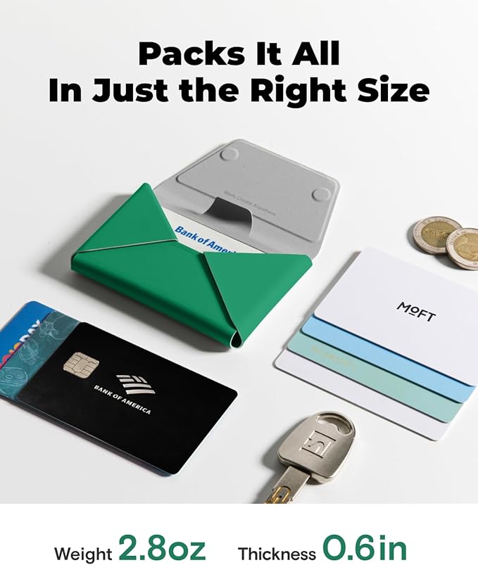 MOFT Magsafe Wallet, 8-Card Holder, Magnetic Phone Stand with Pull to Access Design, RFID Blocking, Angle Adjustment & MOVAS Minimalist Snap Field Wallet for Men Travel Essentials, Oz Green
